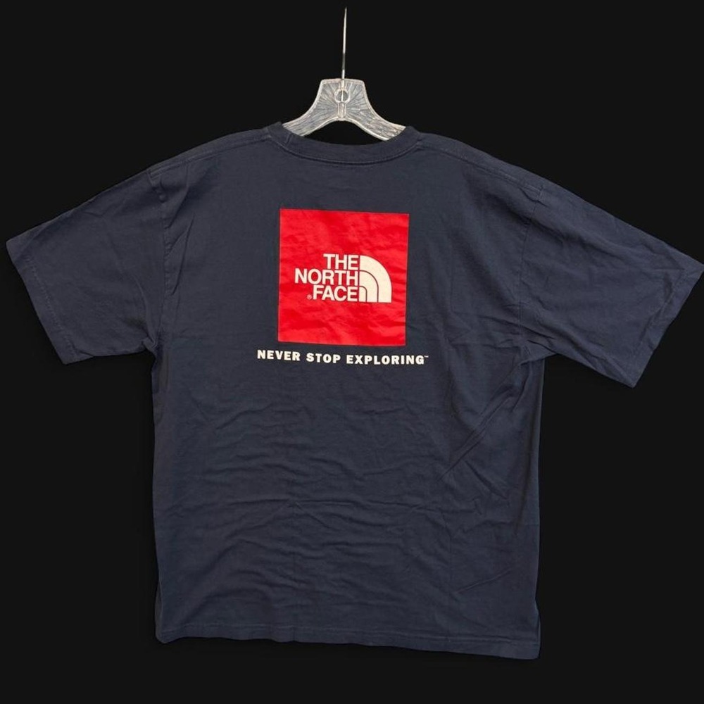 Vintage 2008 The North Face Red Box Logo Tee Shirt Navy XL Never Stop Exploring‎